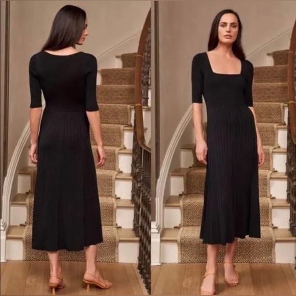 La Ligne NYC Veronica dress black size M medium short sleeve square neckline - Picture 3 of 7